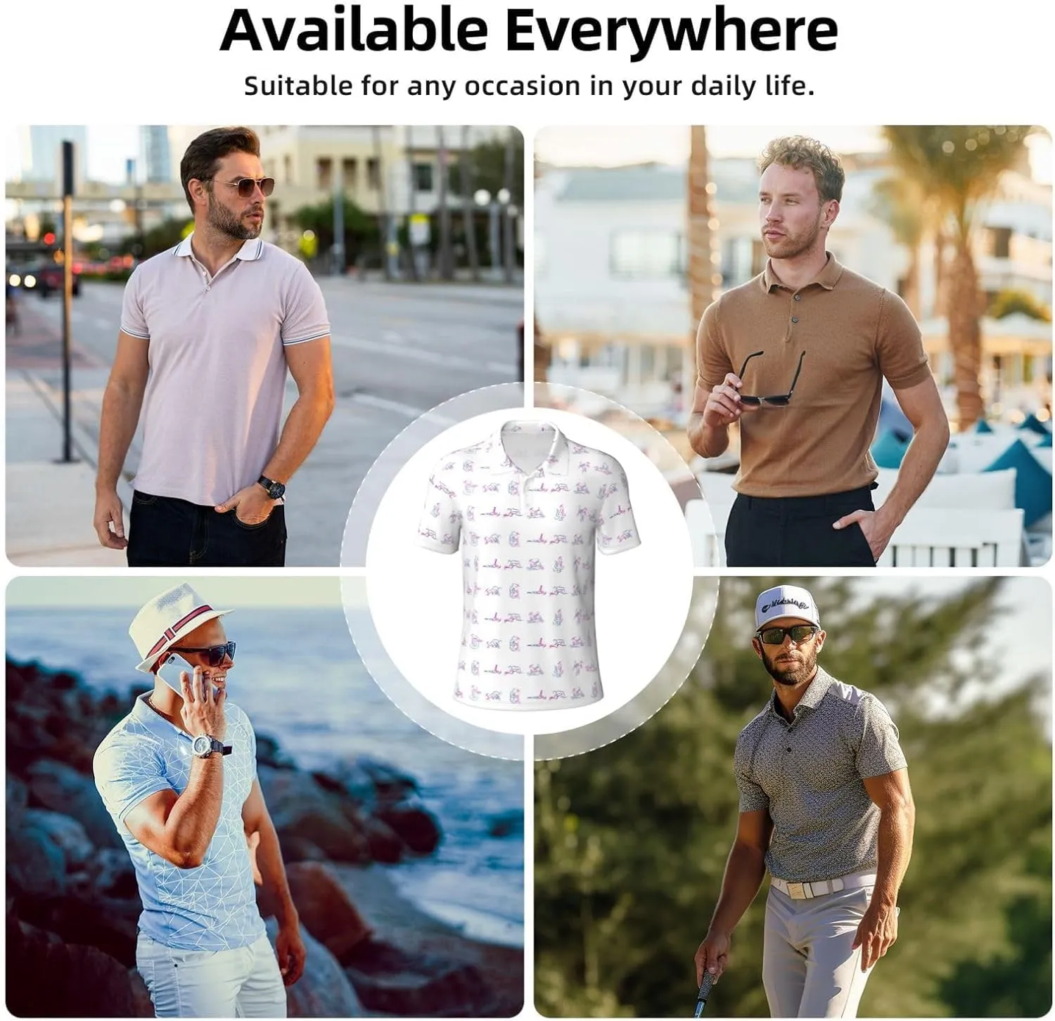 Golf Shirts for Men, Funny Golf Polo Moisture Wicking Dry Fit Short Sleeve