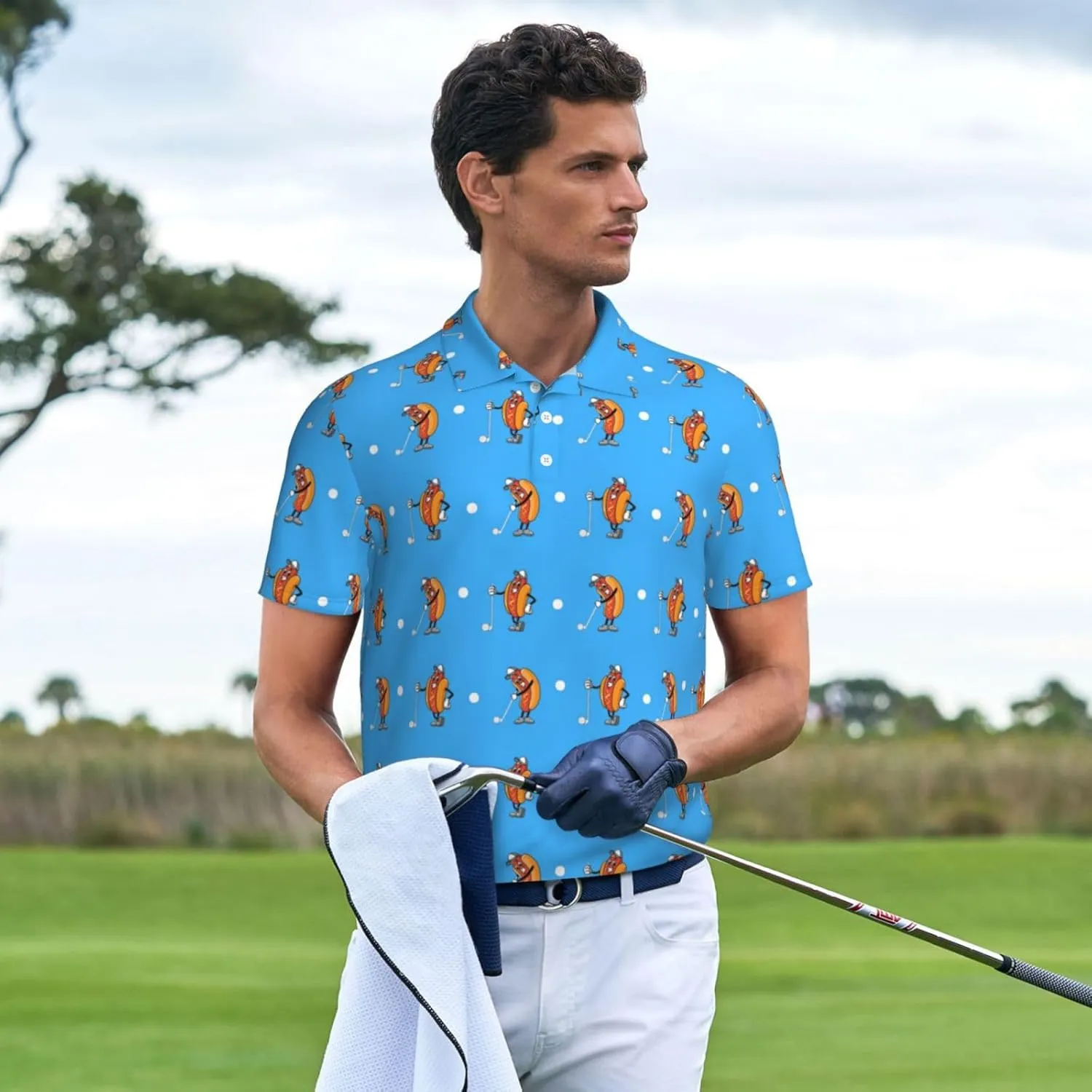Golf Shirts for Men, Funny Golf Polo Moisture Wicking Dry Fit Short Sleeve