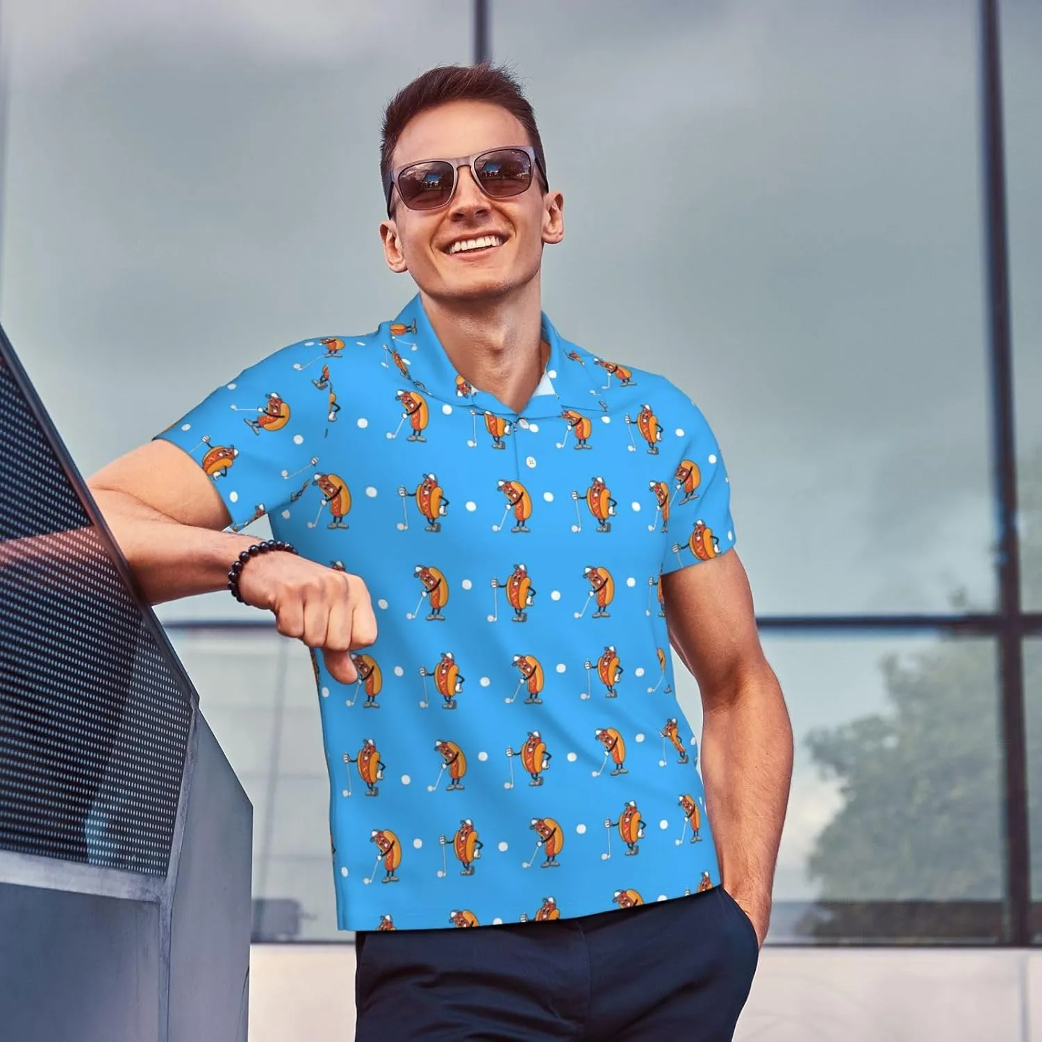 Golf Shirts for Men, Funny Golf Polo Moisture Wicking Dry Fit Short Sleeve