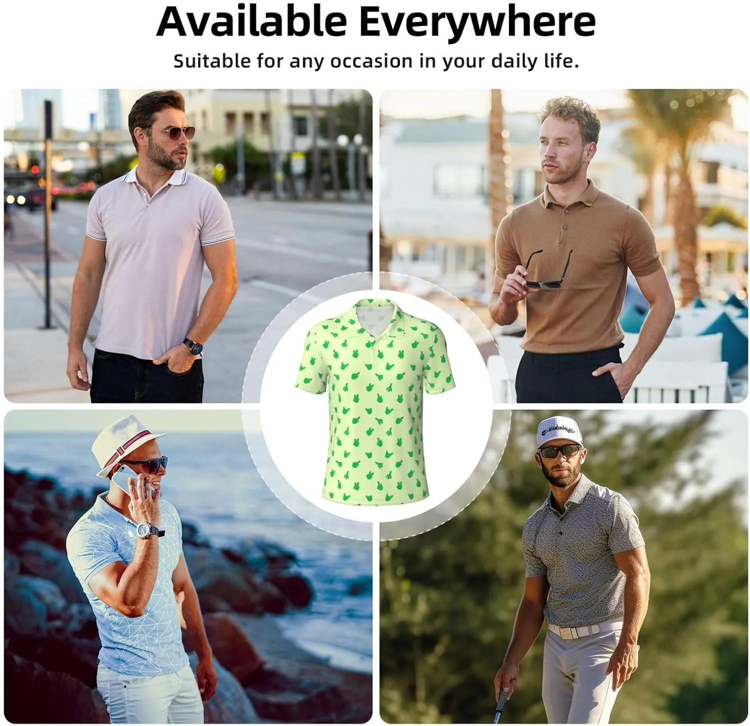 Golf Shirts for Men, Funny Golf Polo Moisture Wicking Dry Fit Short Sleeve