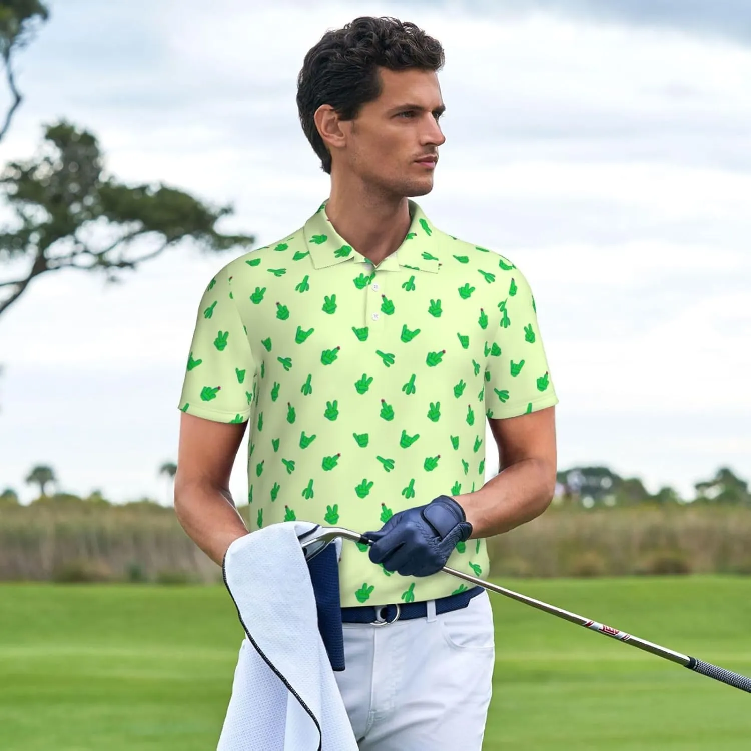 Golf Shirts for Men, Funny Golf Polo Moisture Wicking Dry Fit Short Sleeve