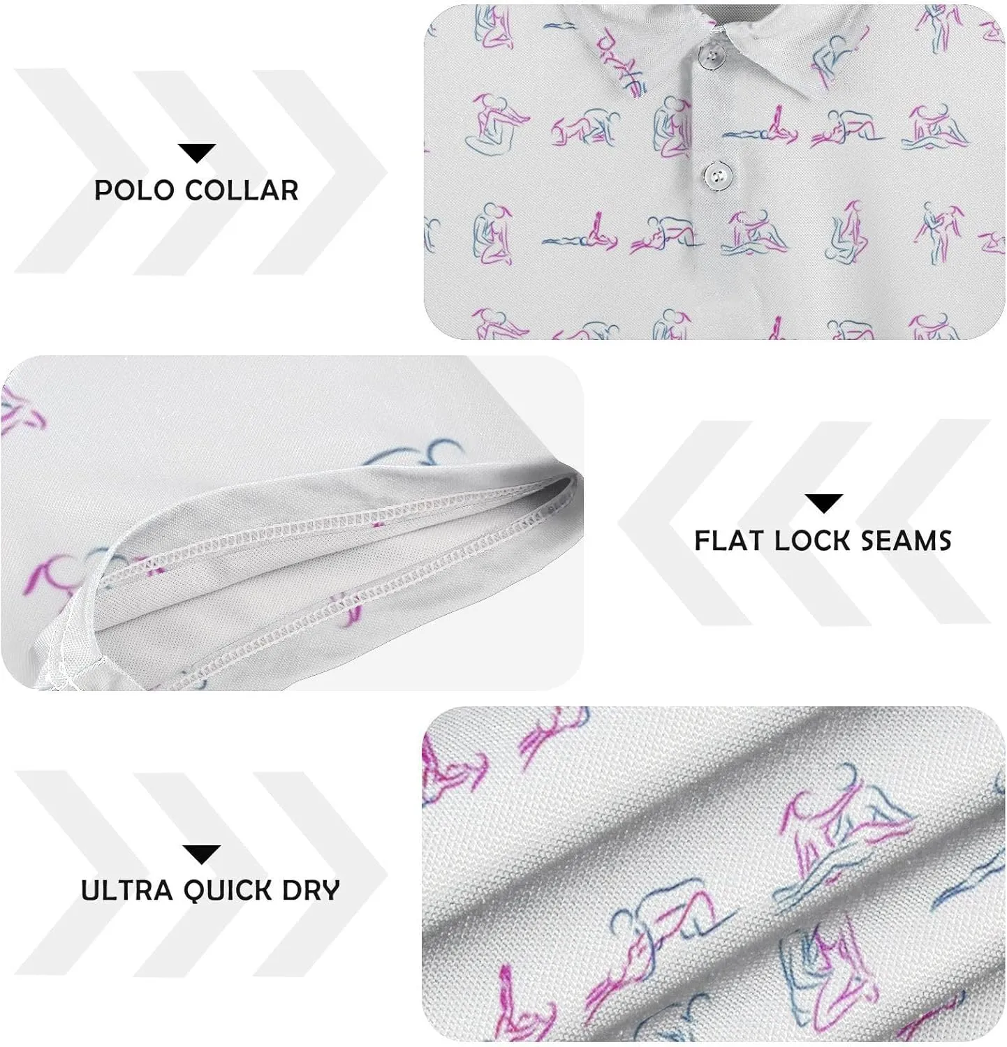 Golf Shirts for Men, Funny Golf Polo Moisture Wicking Dry Fit Short Sleeve