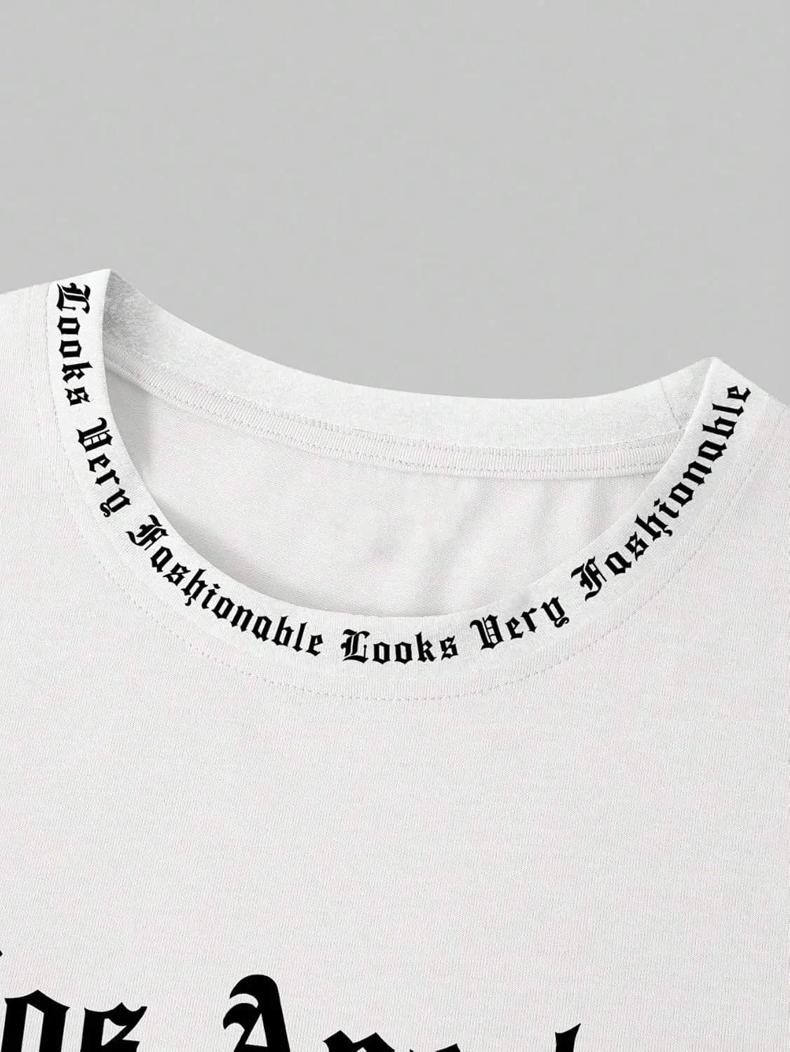 GORGLITTER Men's Letter Print Crewneck Oversized Shirts Drop Shoulder Short Sleeve Tee T-Shirt