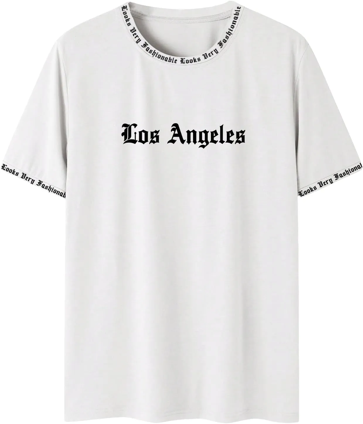 GORGLITTER Men's Letter Print Crewneck Oversized Shirts Drop Shoulder Short Sleeve Tee T-Shirt