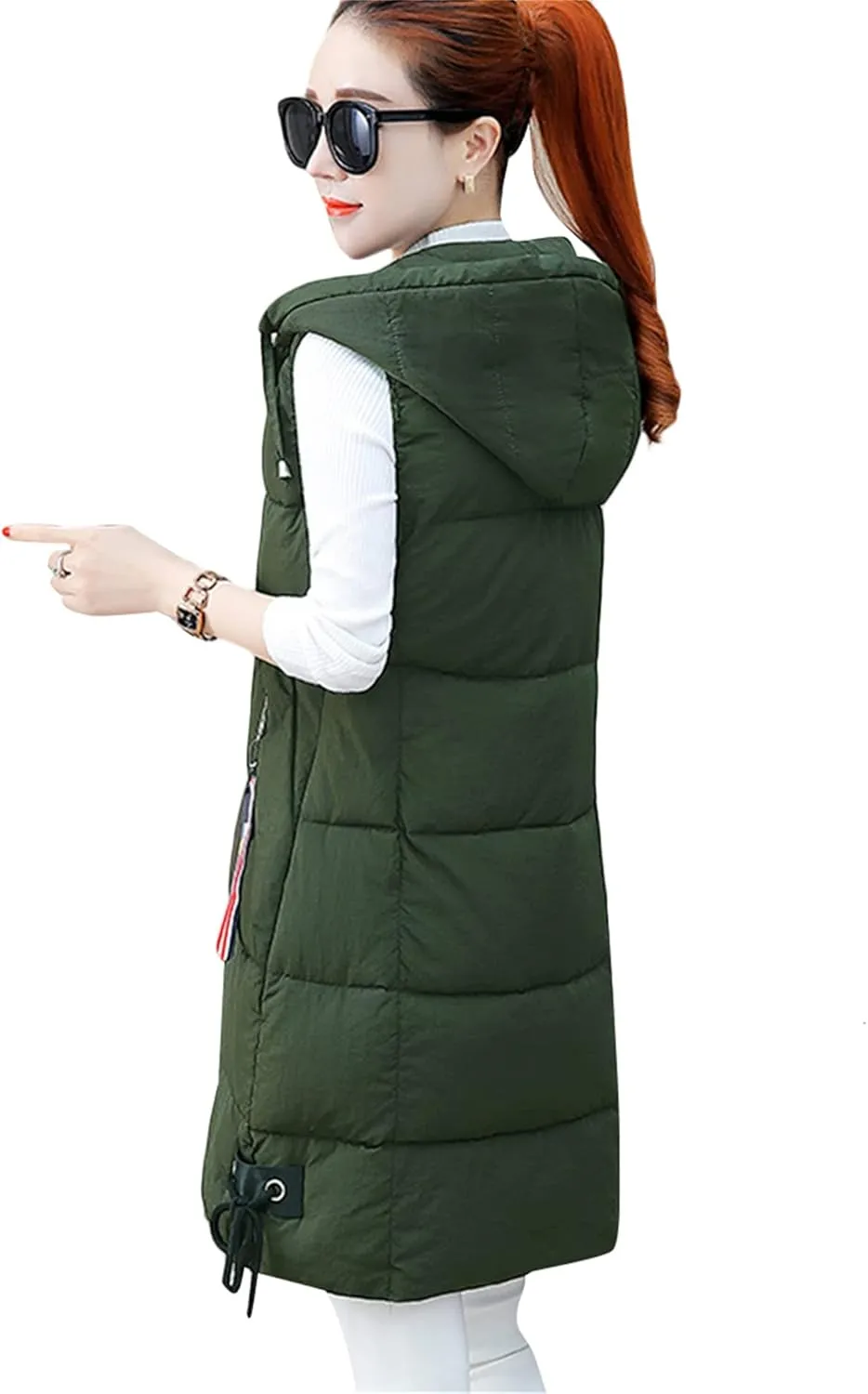 GORIFE Women's Winter Casual Puffer Zip Up Vest Sleeveless Solid Color Hooded Outerwear