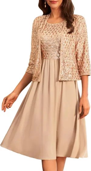 GRACE KARIN 2025 Mother of The Bride Dresses Wedding Guest Party Dress Two Piece Dress