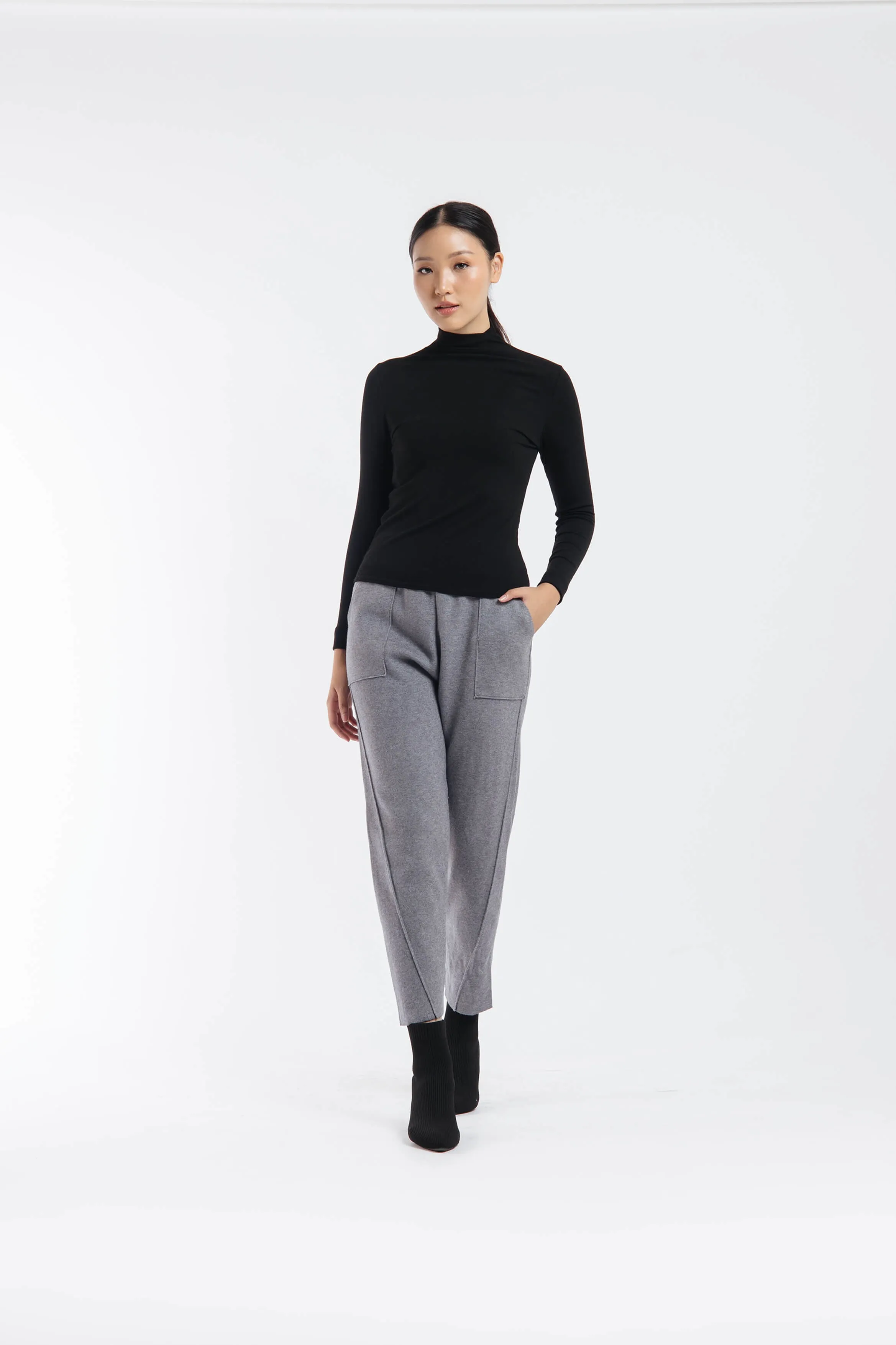 Grey Knit Winter Relaxed Pants