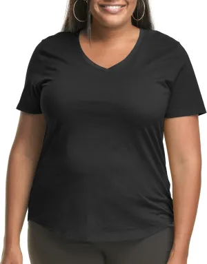 Hanes Women's Just Plus Size Cotton Jersey T-Shirt, Short Sleeve V-Neck Tee