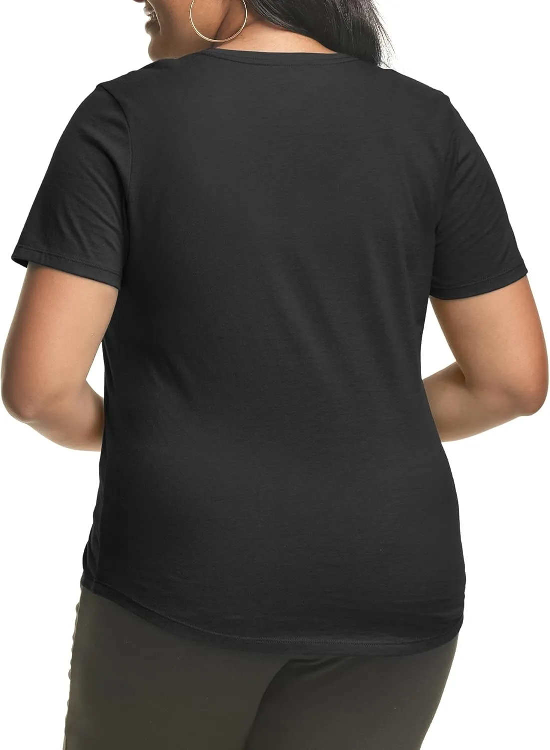 Hanes Women's Just Plus Size Cotton Jersey T-Shirt, Short Sleeve V-Neck Tee