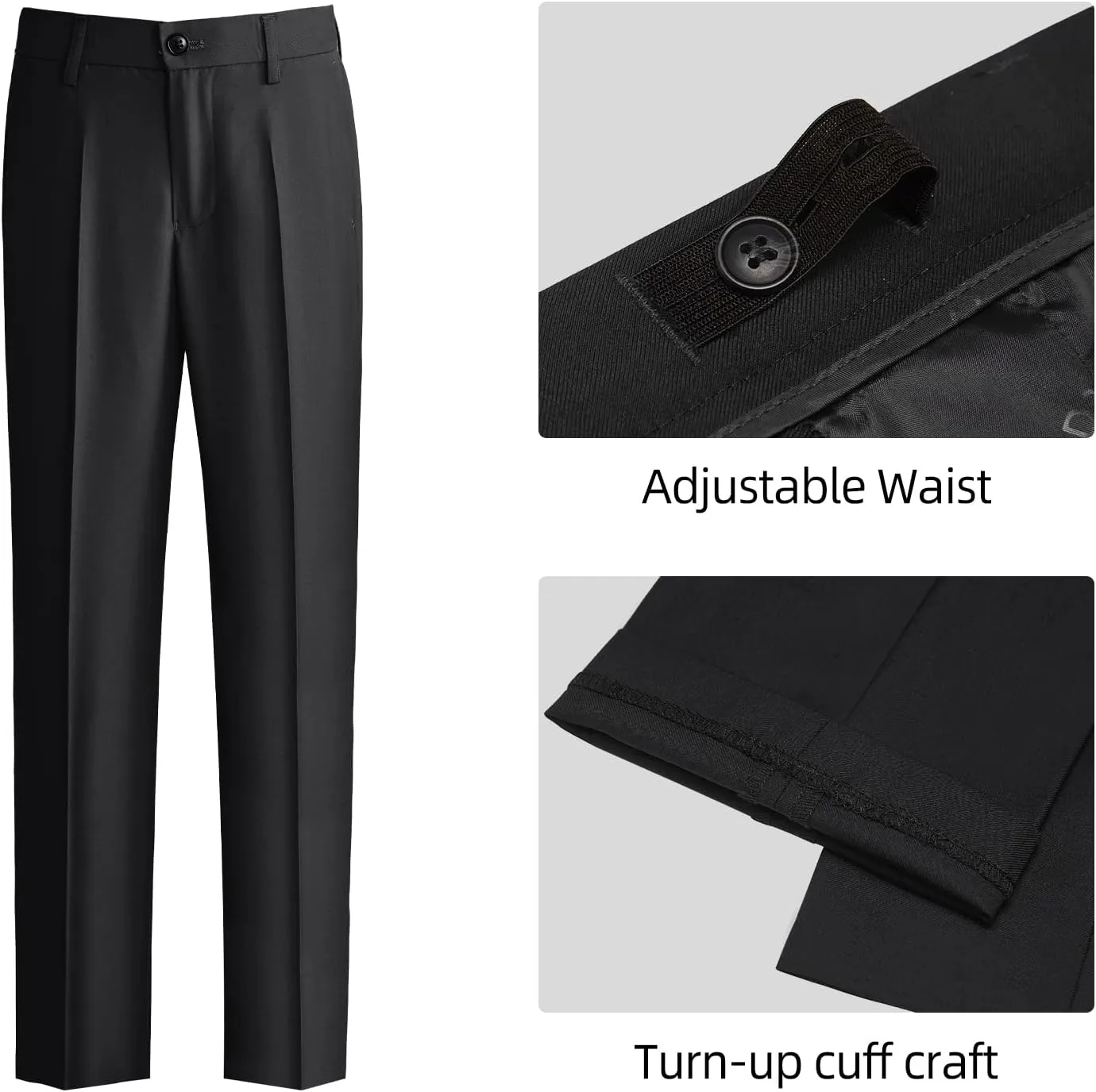 Happy Dolphin Boys 4-Piece Slim Fit Formal Vest Set with Suit Vest, Pants, Shirt, and Tie