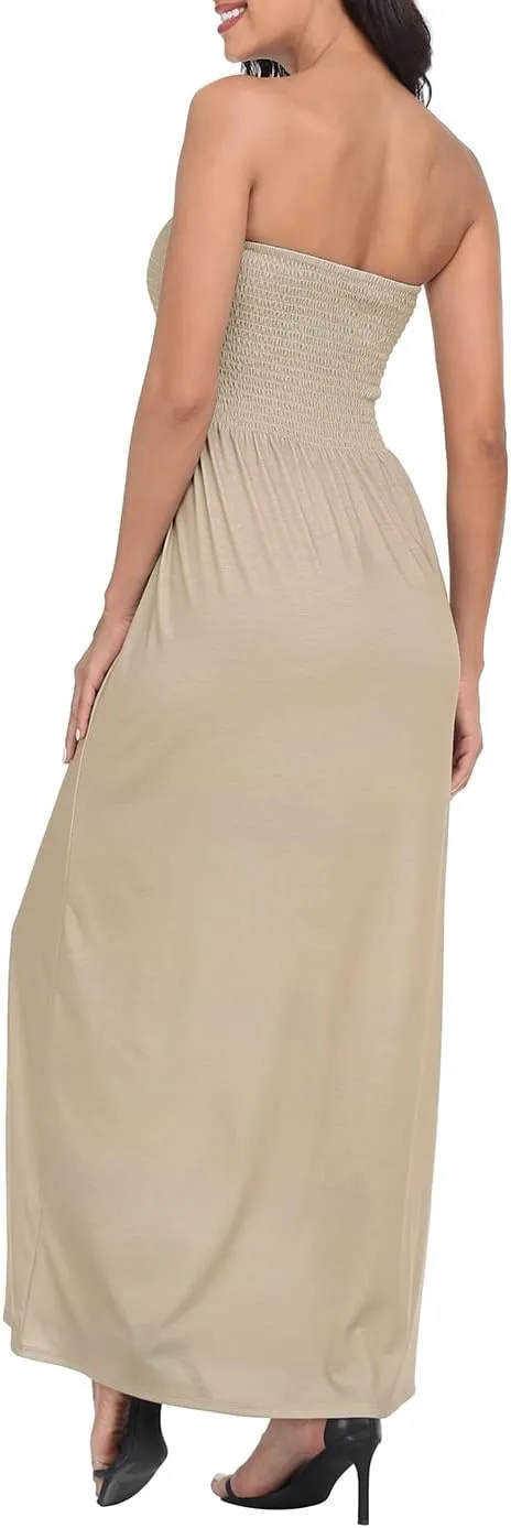 HDE Women's Strapless Maxi Dress Plus Size Tube Top Long Skirt Sundress Cover Up