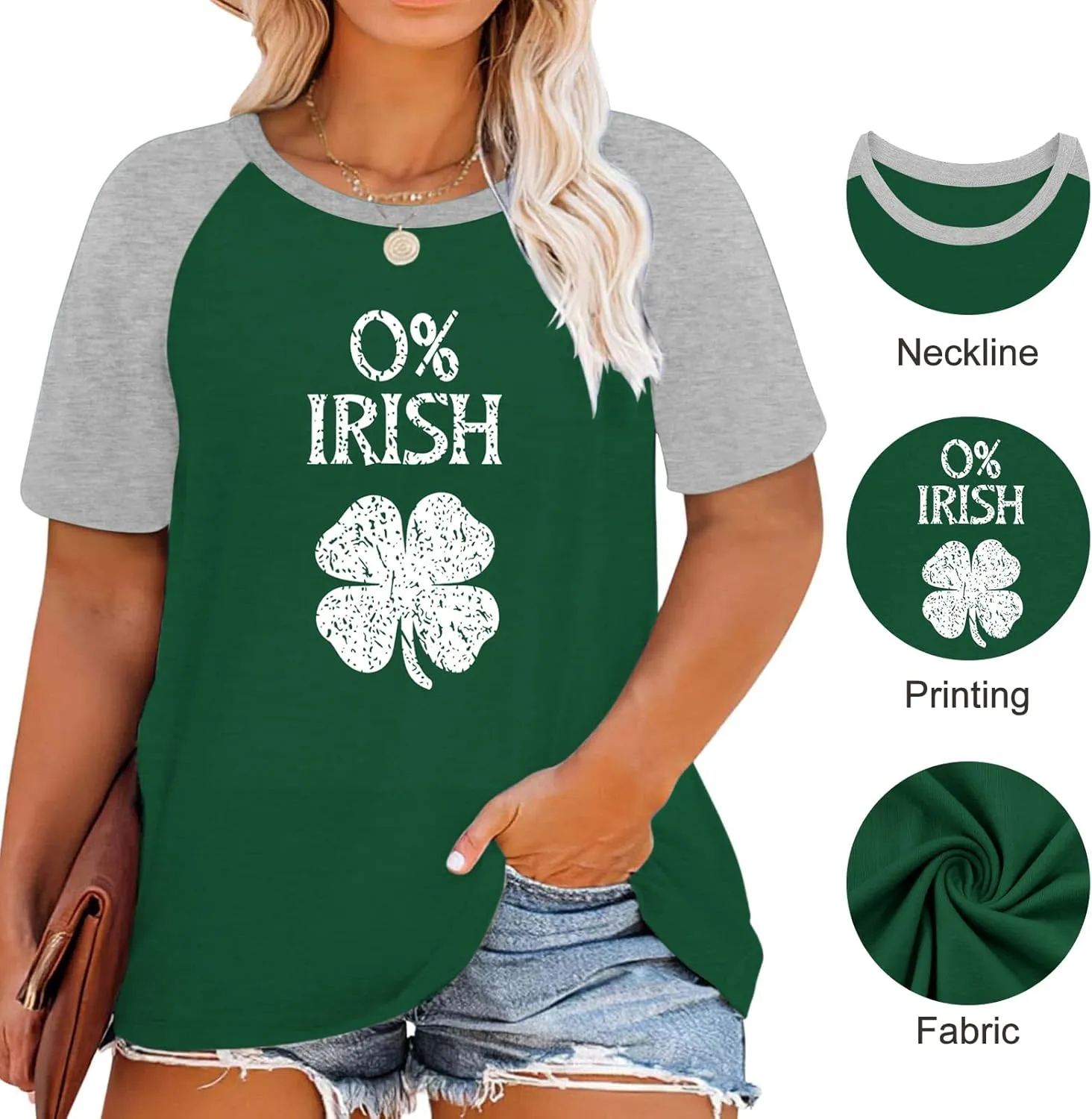 HDLTE Plus Size Shirts for Women Lucky Irish Festival Holiday T-Shirt Tee Tops