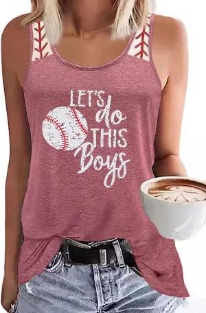 HEYO Baseball Mom Tank Tops Baseball Mama T Shirt Rub Some Dirt On It Letter Print Baseball Love Graphic Sleeveless Tee
