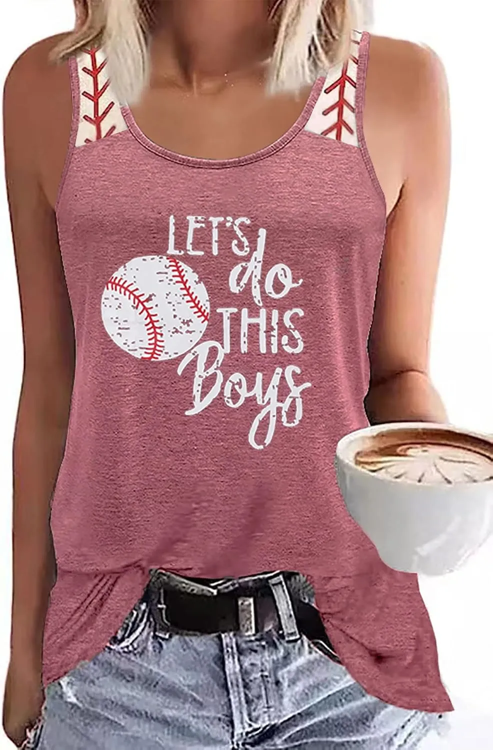 HEYO Baseball Mom Tank Tops Baseball Mama T Shirt Rub Some Dirt On It Letter Print Baseball Love Graphic Sleeveless Tee