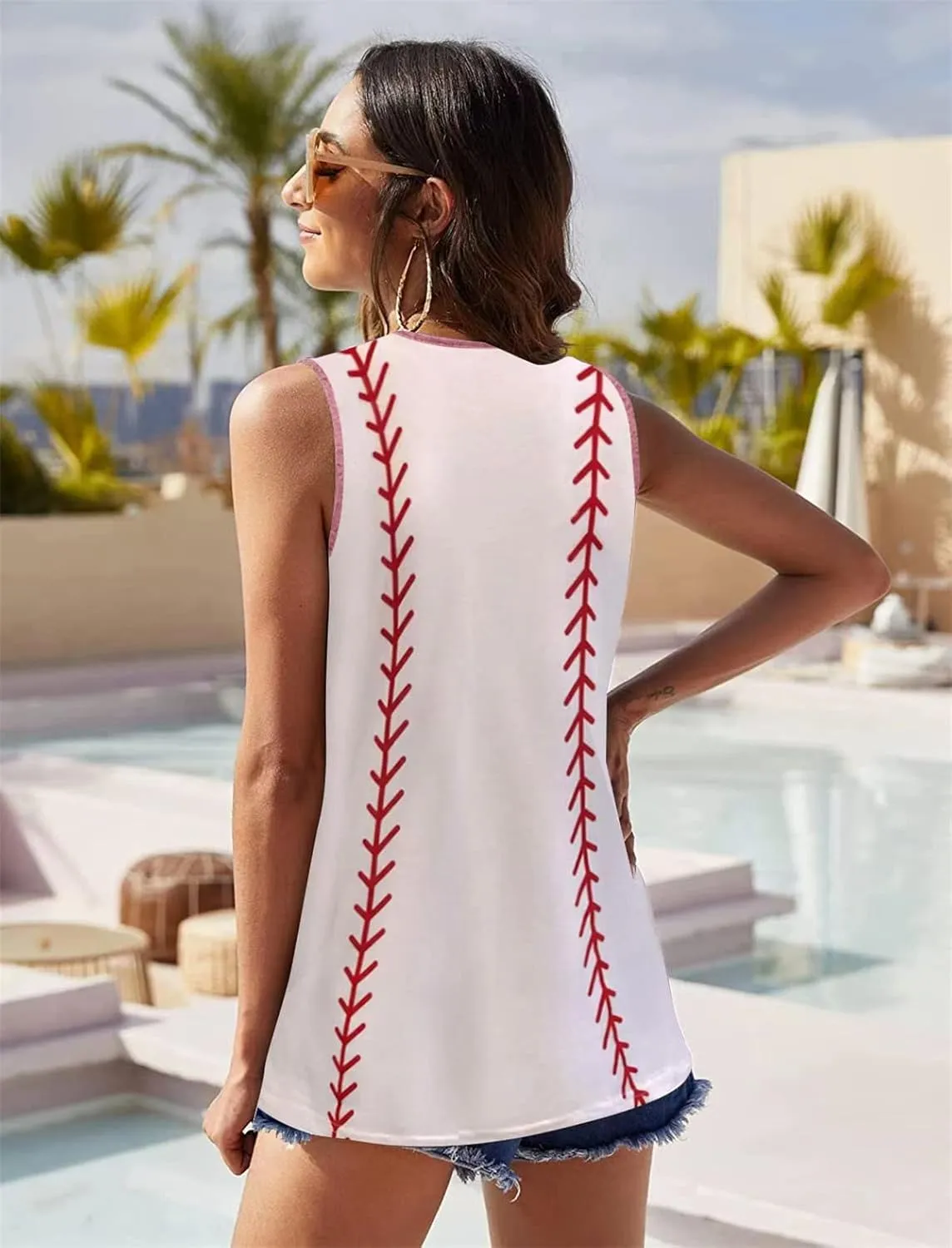 HEYO Baseball Mom Tank Tops Baseball Mama T Shirt Rub Some Dirt On It Letter Print Baseball Love Graphic Sleeveless Tee