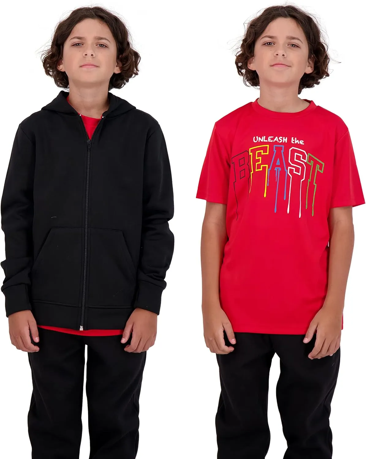 Hind Boys Fleece Hoodie and T-Shirt Set 2-Piece Kids Basketball Sweatshirt and Athletic Tee