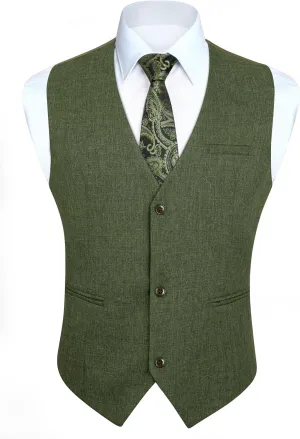 HISDERN Mens Suit Vest Business Casual Dress Waistcoat Vest Solid Color Formal Wedding Vests for Suits or Tuxedo