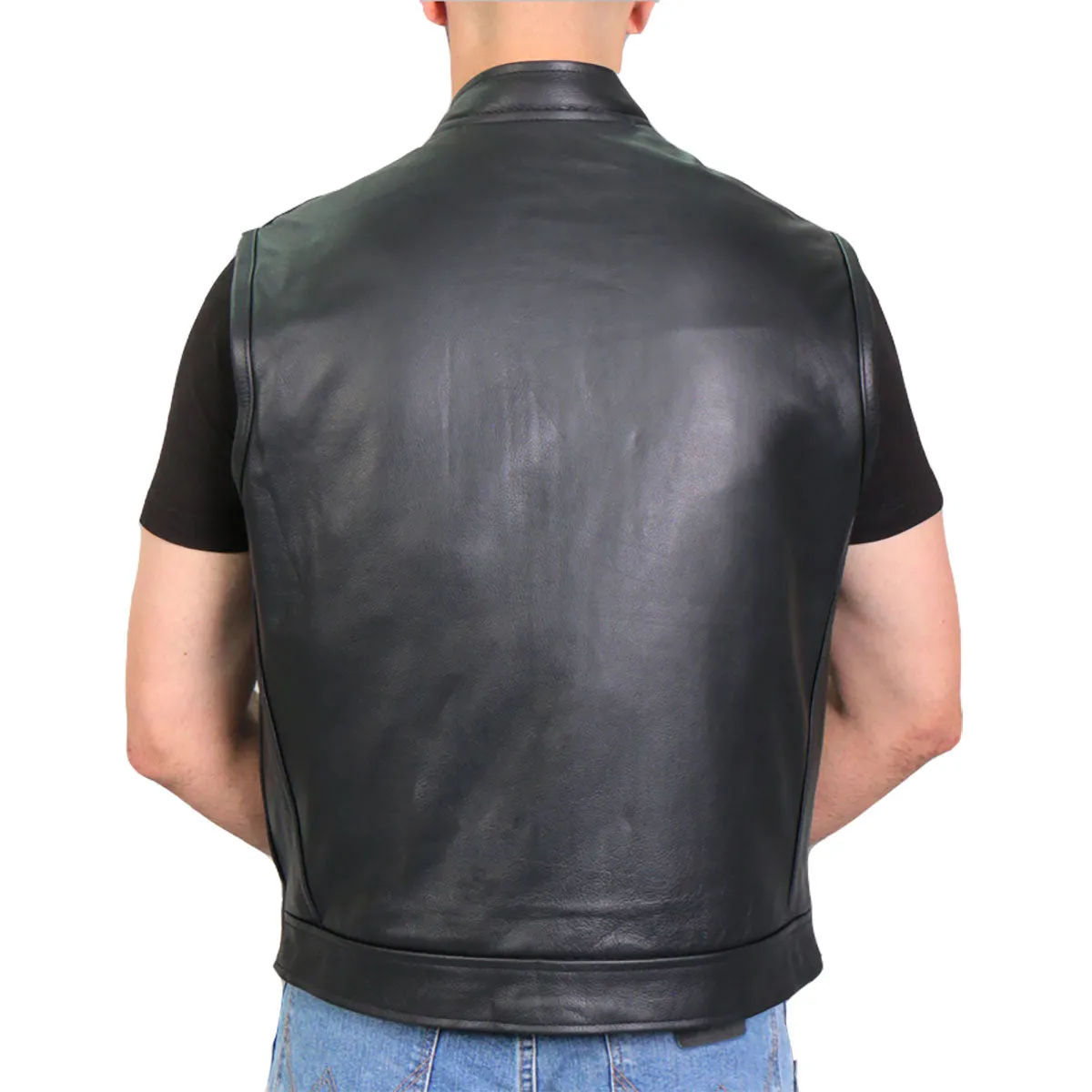 Hot Leathers VSM1050 Mens Black 'Paisley Green' Conceal and Carry Leather Vest
