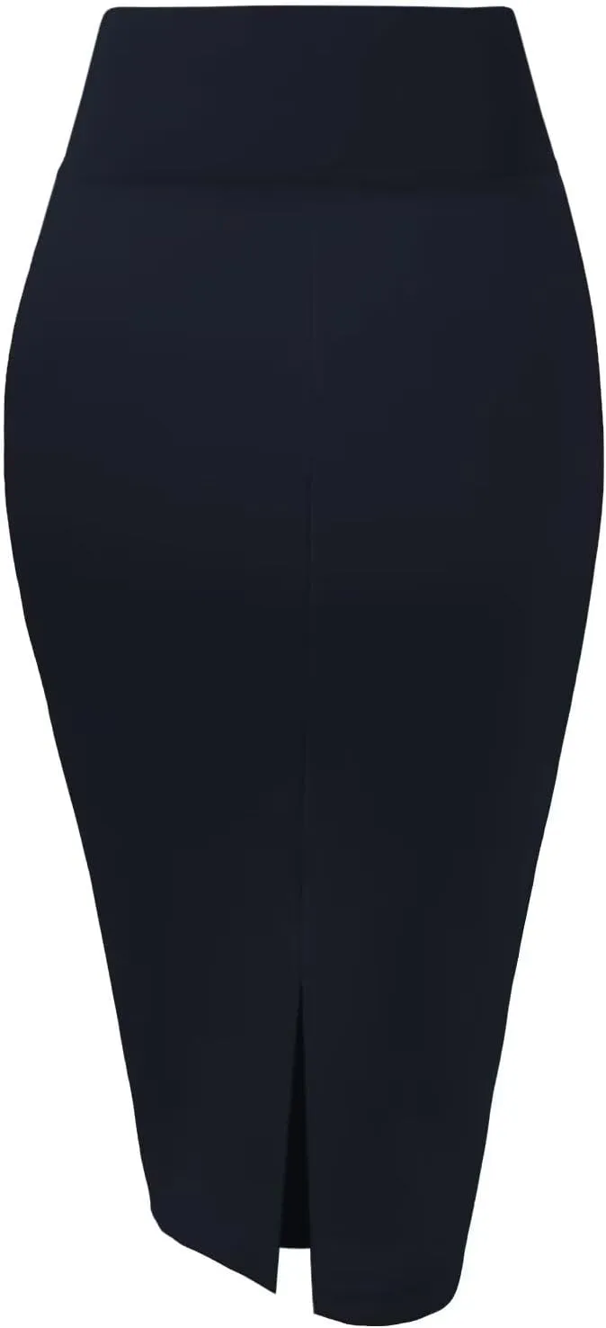 Hybrid & Company Women Elastic High Waist Bodycon Work Business Pencil Skirt