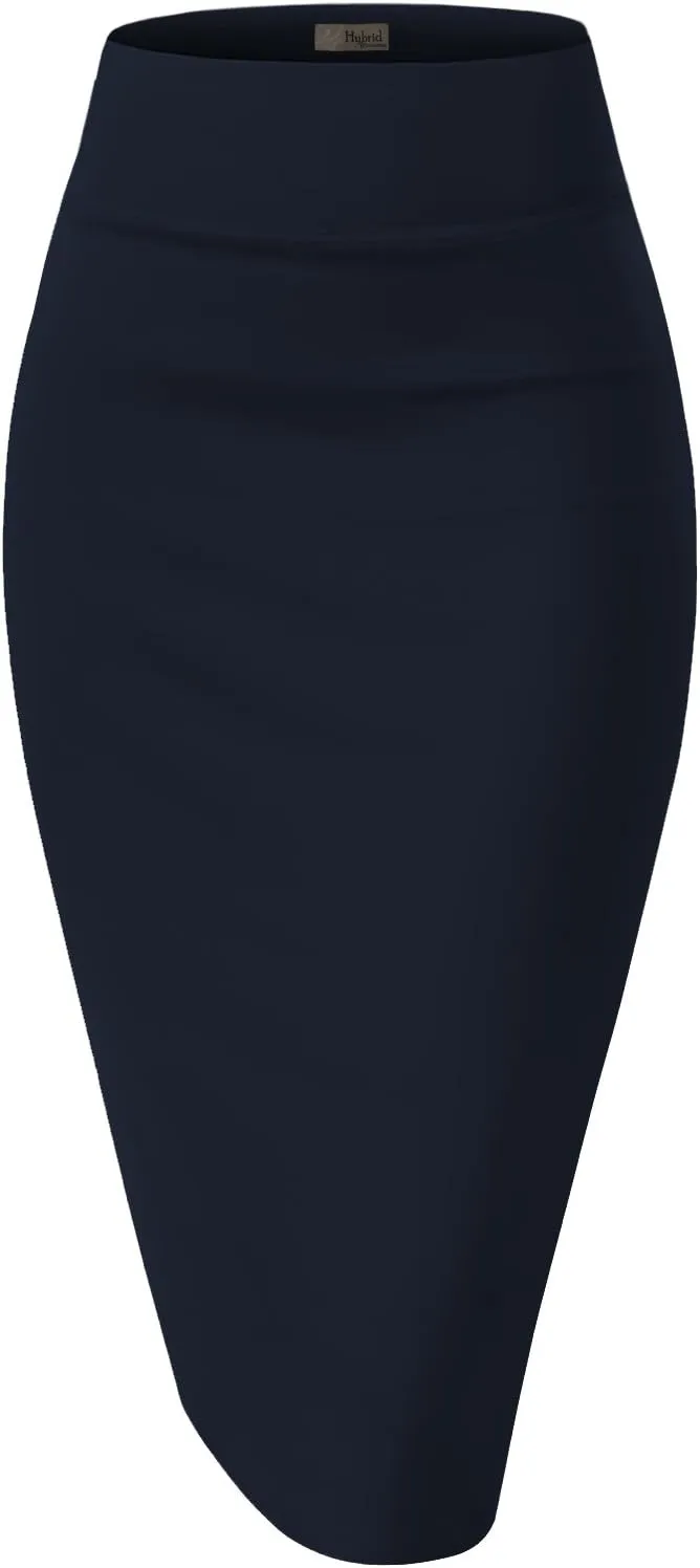 Hybrid & Company Women Elastic High Waist Bodycon Work Business Pencil Skirt
