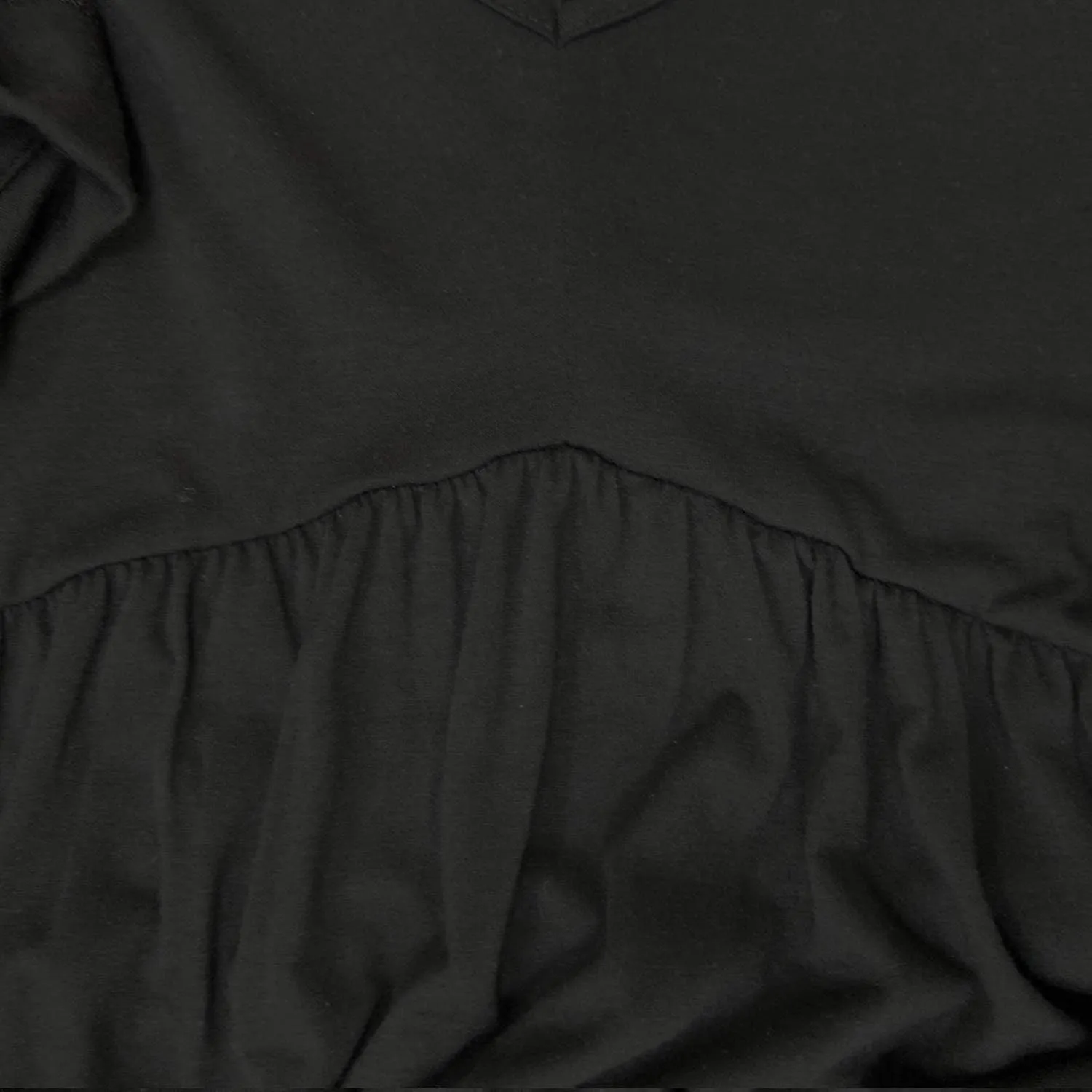 Jayscreate Women's Baby Doll Dress Summer Casual Tunic Pleated Flowy Swing Short Sleeve Black V Neck Mini Dress