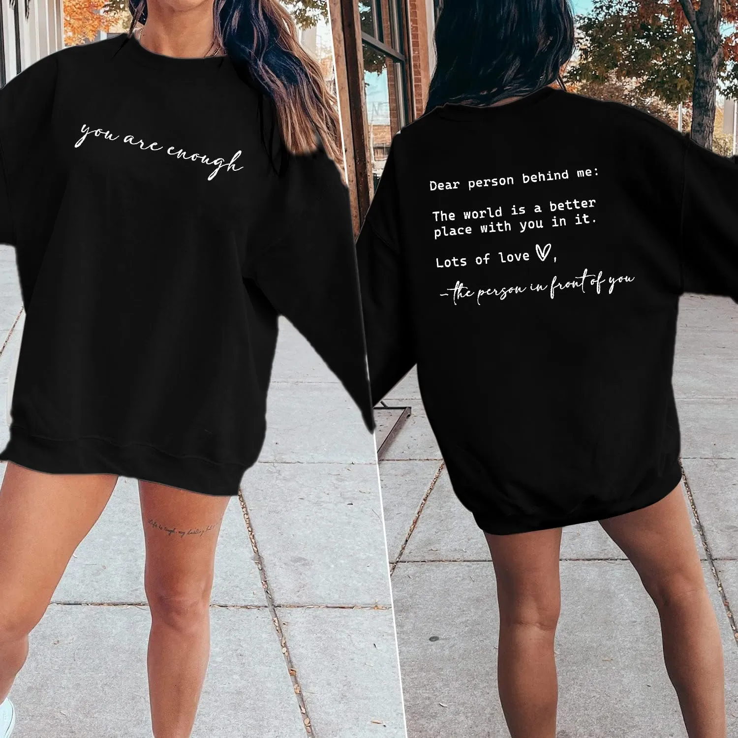 JINTING You Are Enough Sweatshirt for Women Mental Health Dear Person Behind Me Hoodie Shirt Inspirational Pullover Top