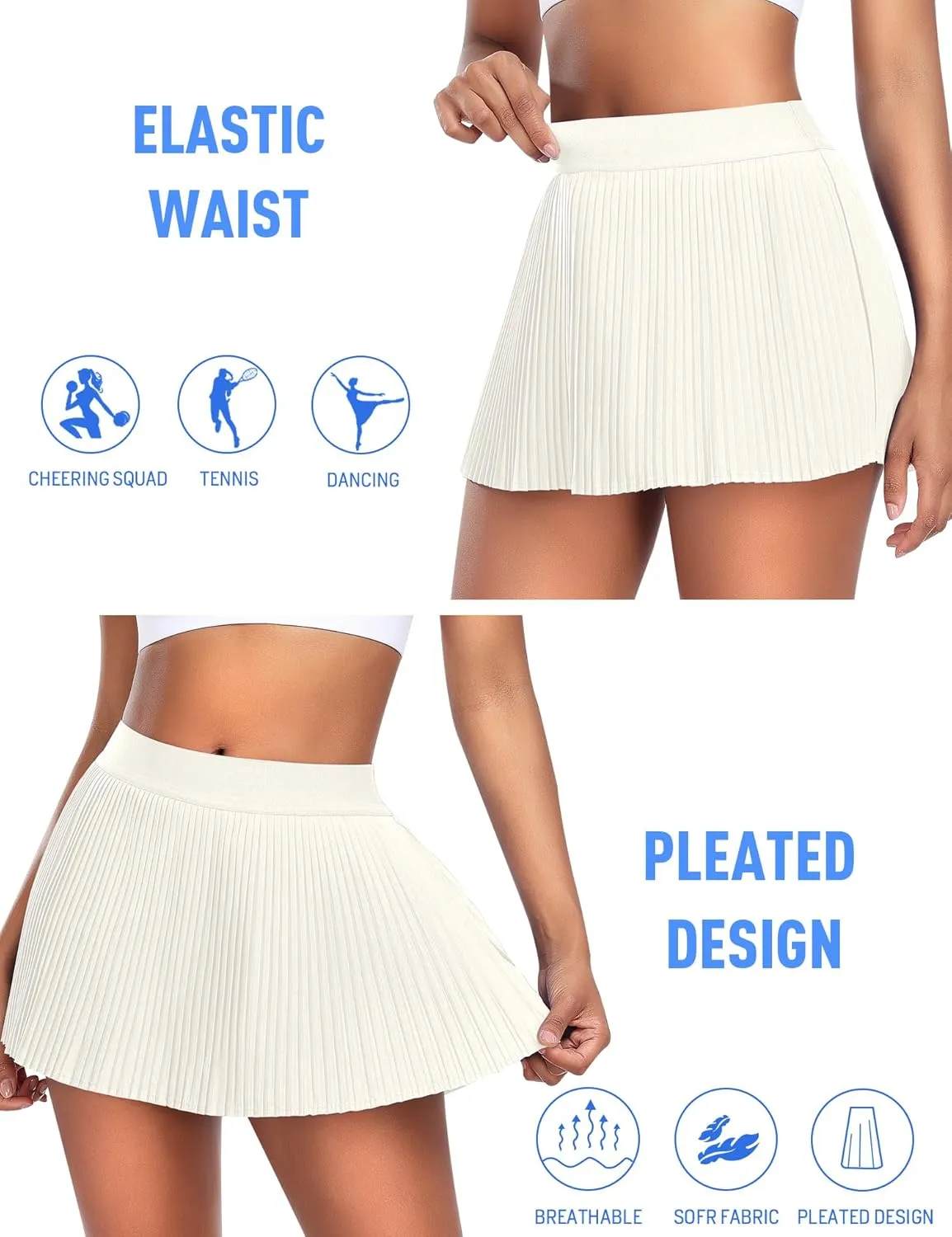 JoyGirl Womens Pleated Tennis Skirt with Shorts Golf Skirt High Waist Pickleball Skirts Athletic Skorts with Pockets