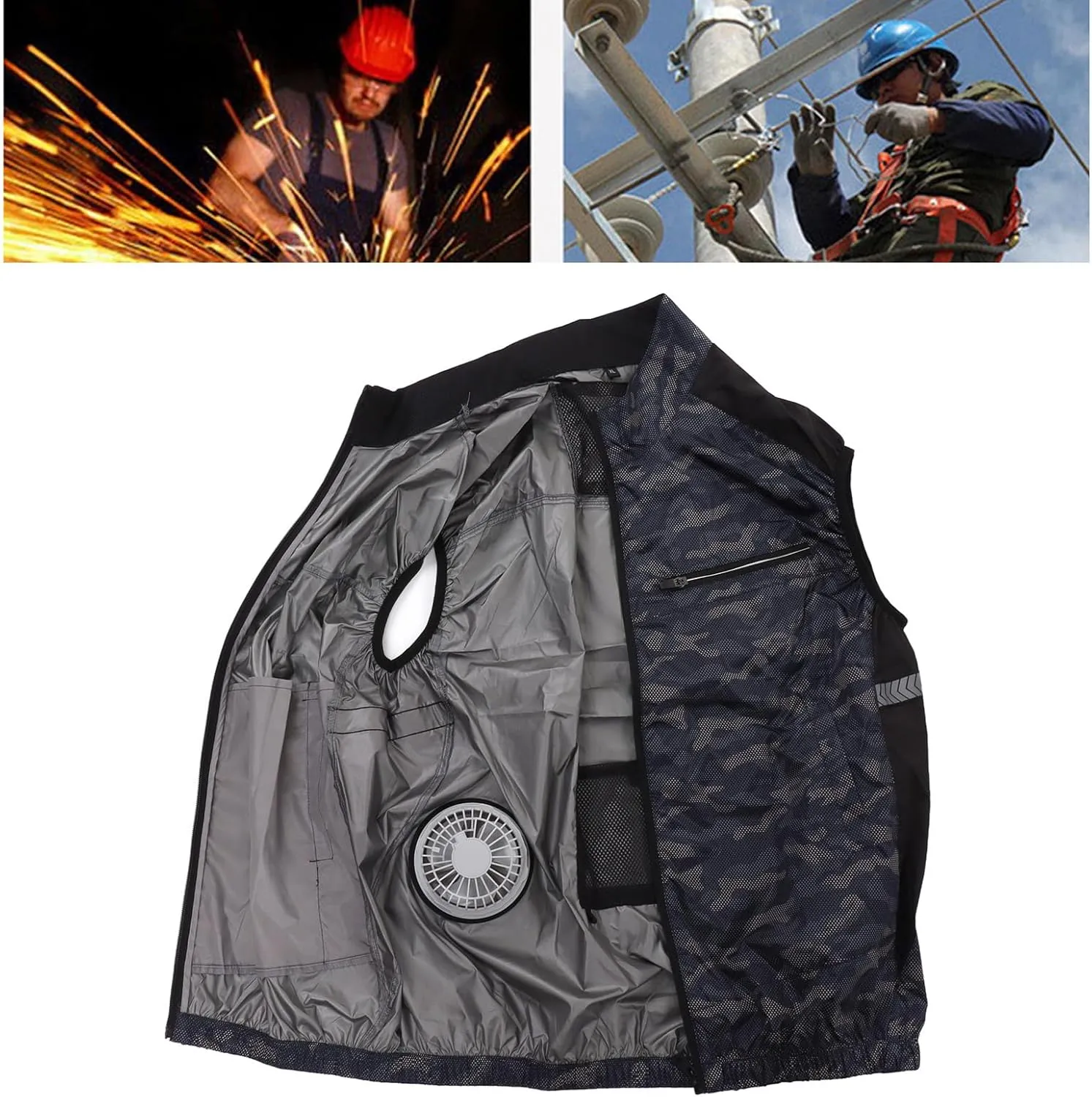 JTLB Cool Vest Cooling Fan Vest Air Conditioned Clothes for Working Fishing Hiking Outdoor Activities (XL)