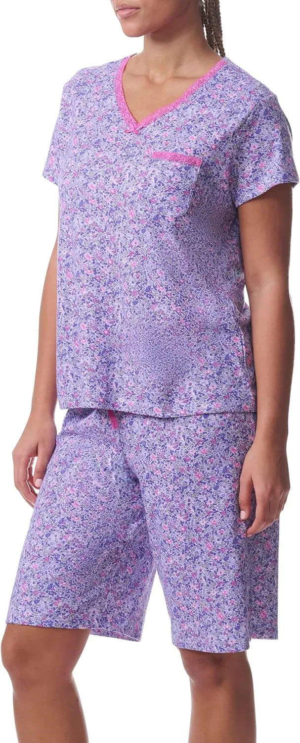 Karen Neuburger Women's Sleeve Tee and Bermuda Short Pajama Set