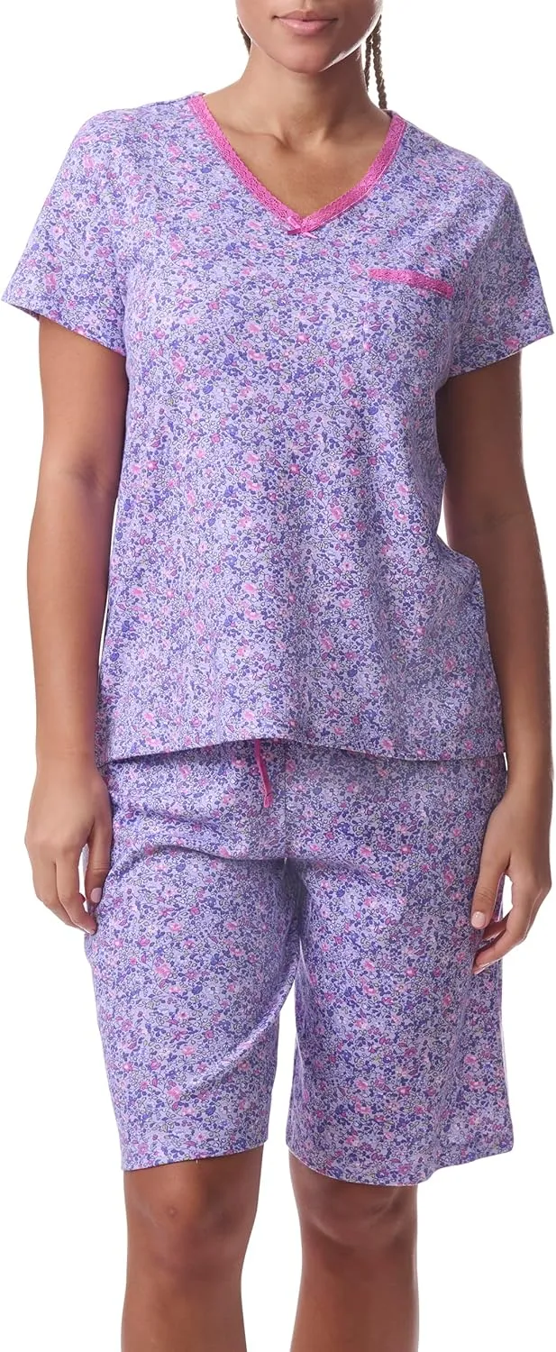 Karen Neuburger Women's Sleeve Tee and Bermuda Short Pajama Set
