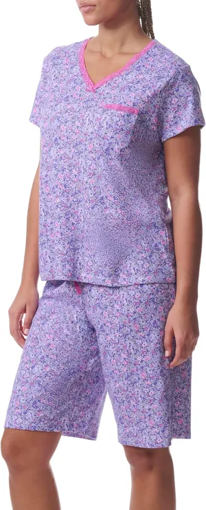 Karen Neuburger Women's Sleeve Tee and Bermuda Short Pajama Set