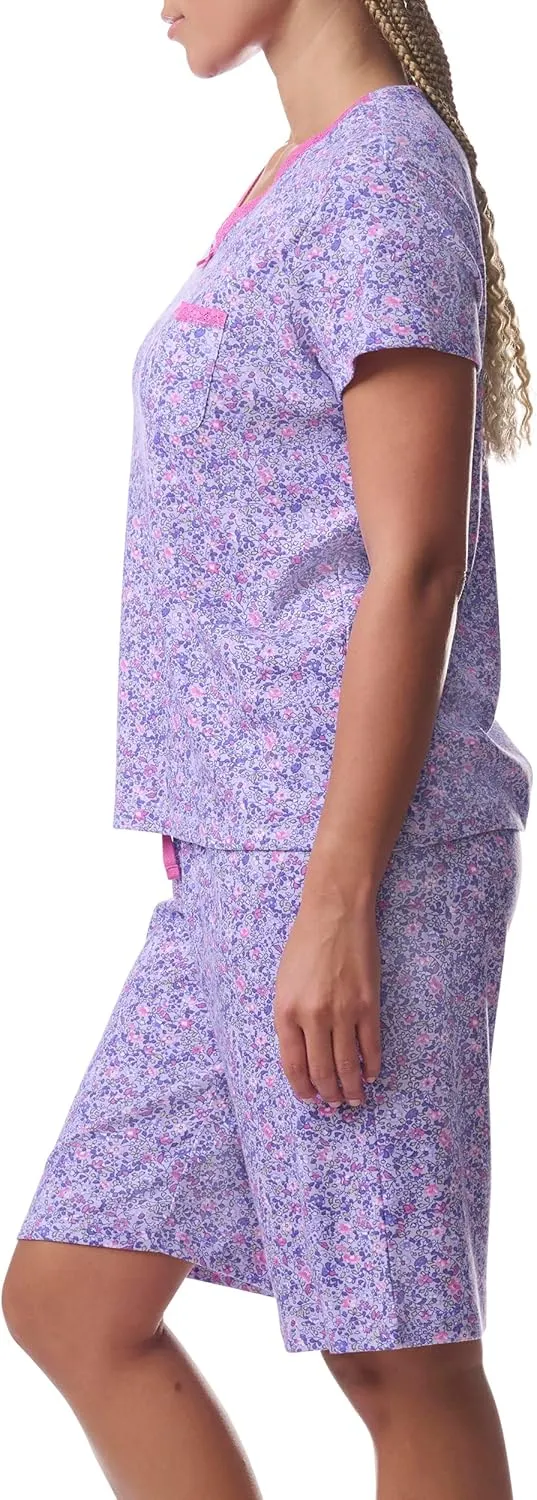 Karen Neuburger Women's Sleeve Tee and Bermuda Short Pajama Set