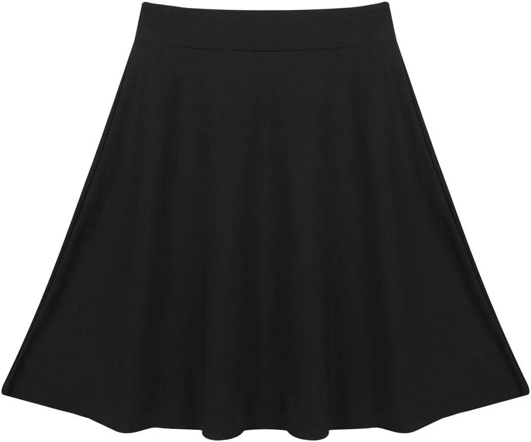 Kids Girls A-Line Skater Skirt School Uniform High Waist Knee Length Pleated Skirt Casual Modest Wear