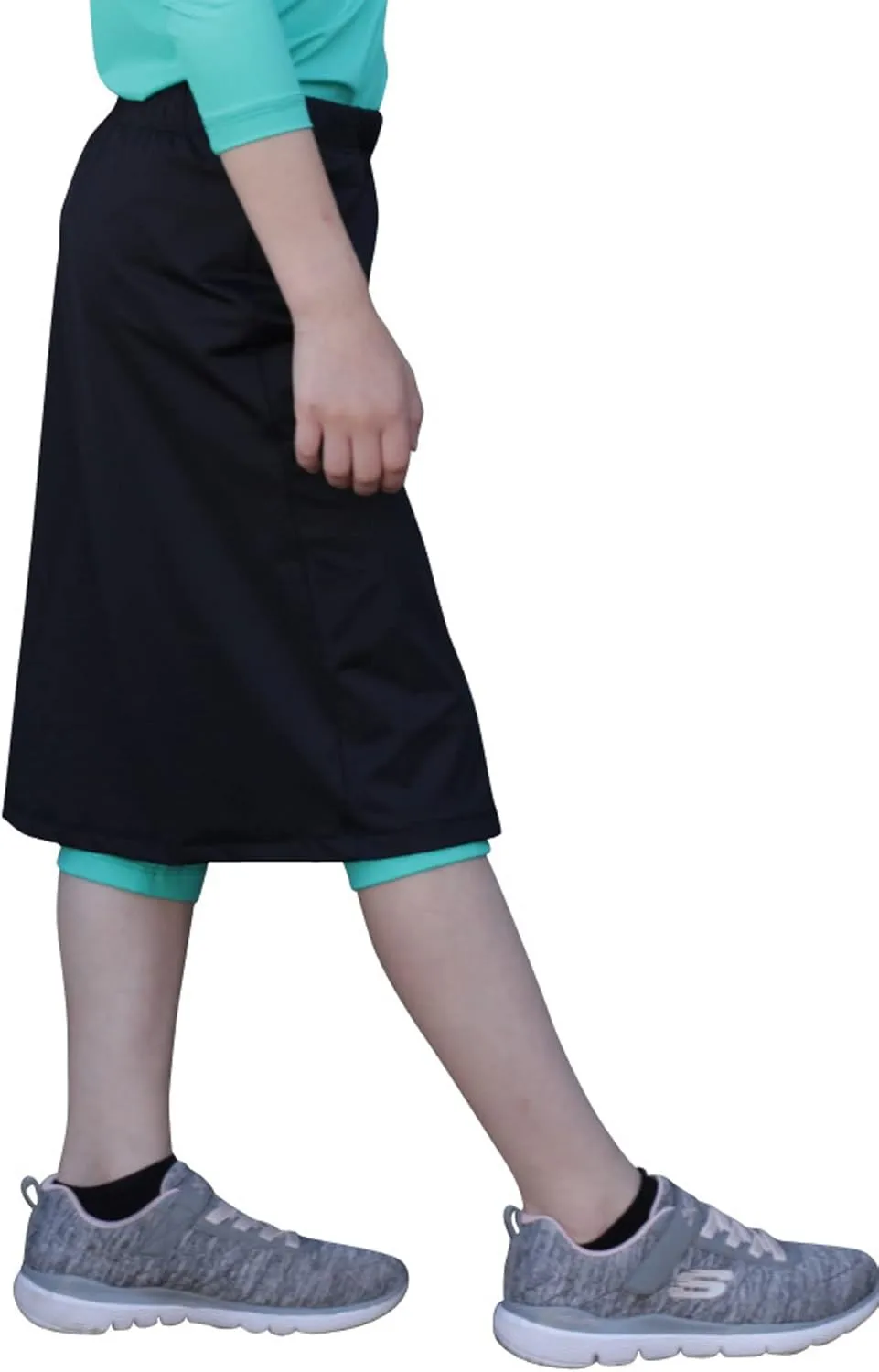 Kosher Casual Kids Big Girls' Modest Knee Length Sport Skirt with Leggings