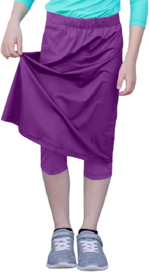 Kosher Casual Kids Big Girls' Modest Knee Length Sport Skirt with Leggings