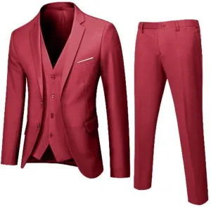 LCMTWX Men'S Suits Slim 3 Suit Business Wedding Party Jacket Vest & Pants Coat Big And Tall Suits For Men 3 Piece Suit 3
