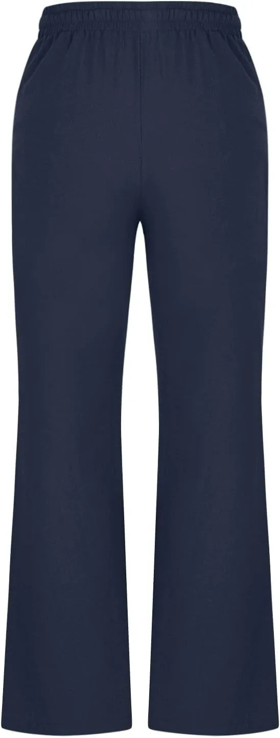 Linen Pants Women Summer Trendy High Waisted Wide Leg Pants Plus Size Comfy Casual Bootcut Trousers with Pockets