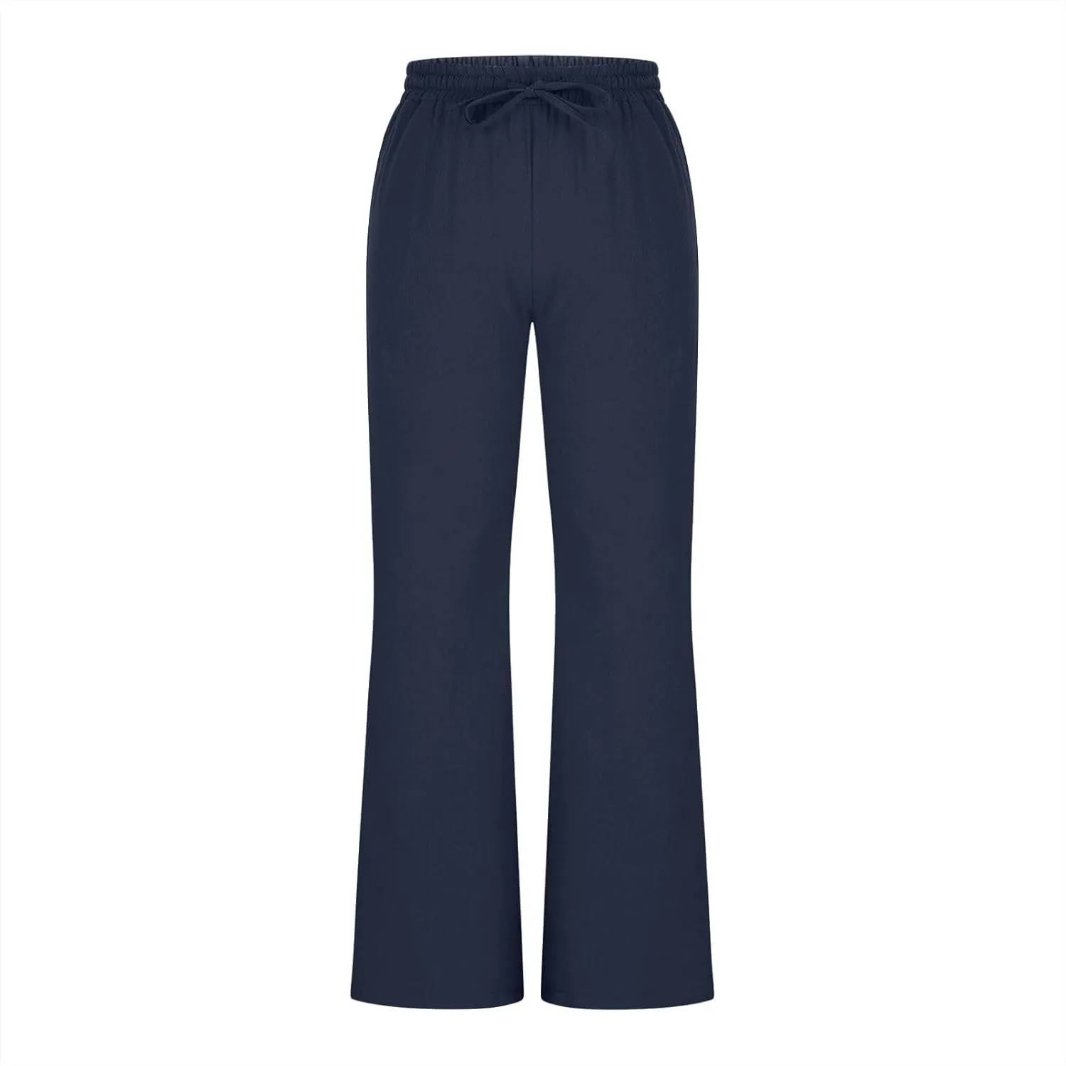 Linen Pants Women Summer Trendy High Waisted Wide Leg Pants Plus Size Comfy Casual Bootcut Trousers with Pockets