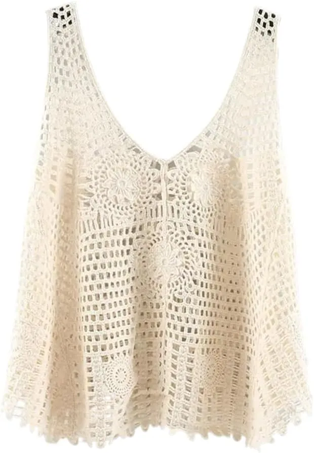 LIXINGHEITANG Knit Vest Ladies Sling Short Top Woman Crocheted Female Sleeveless Camis Camisole