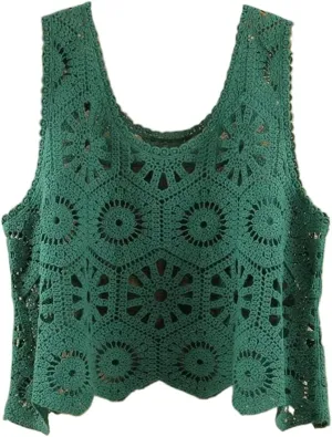 LIXINGHEITANG Sling Short Top Sleeveless Camis Camisole Woman Crocheted Female Knit Vest Ladies