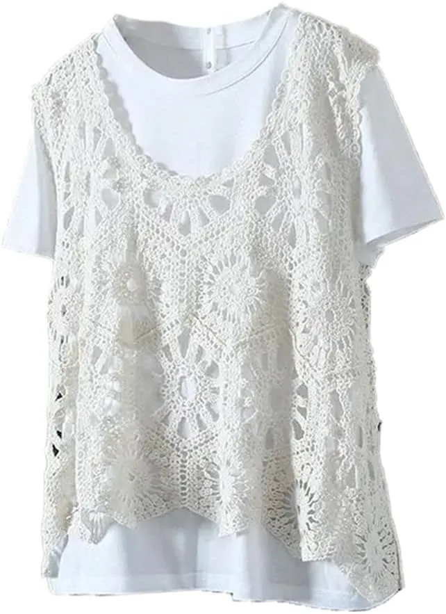LIXINGHEITANG Sling Short Top Sleeveless Camis Camisole Woman Crocheted Female Knit Vest Ladies