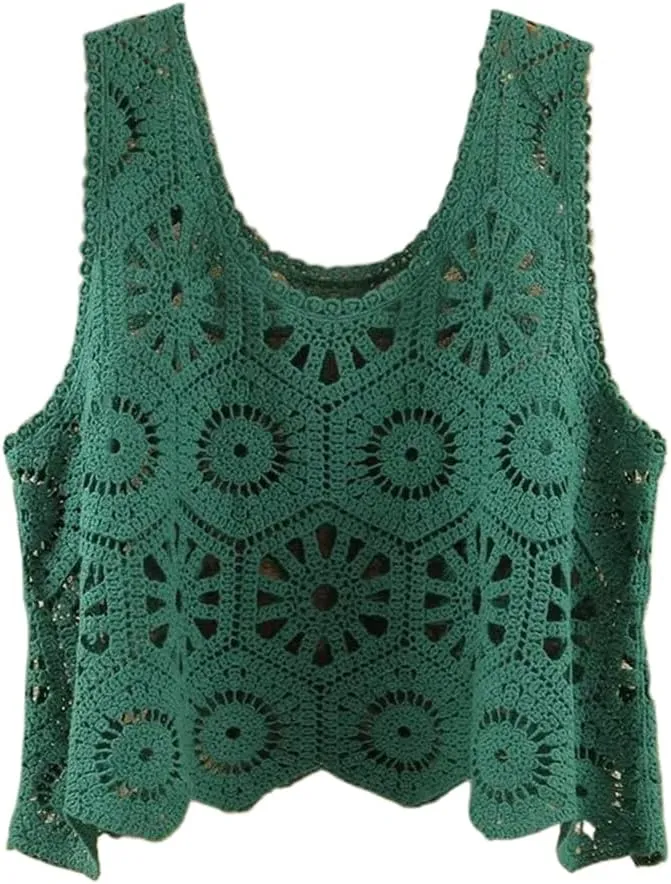 LIXINGHEITANG Sling Short Top Sleeveless Camis Camisole Woman Crocheted Female Knit Vest Ladies