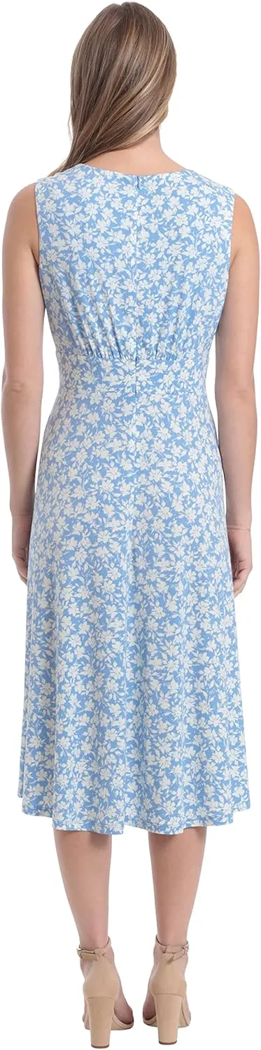 London Times Women's Dresses Inset Waist Midi Dress Career Office Occasion Guest of