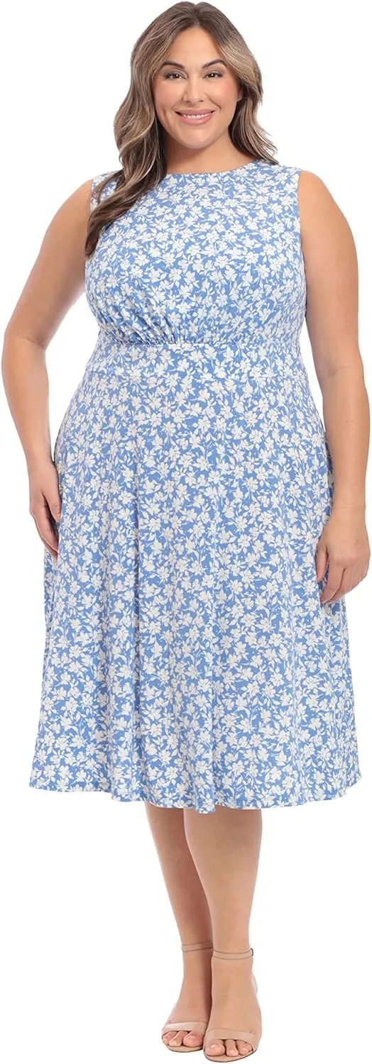 London Times Women's Dresses Inset Waist Midi Dress Career Office Occasion Guest of