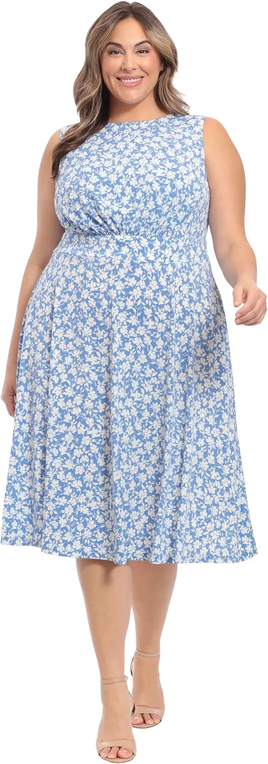 London Times Women's Dresses Inset Waist Midi Dress Career Office Occasion Guest of