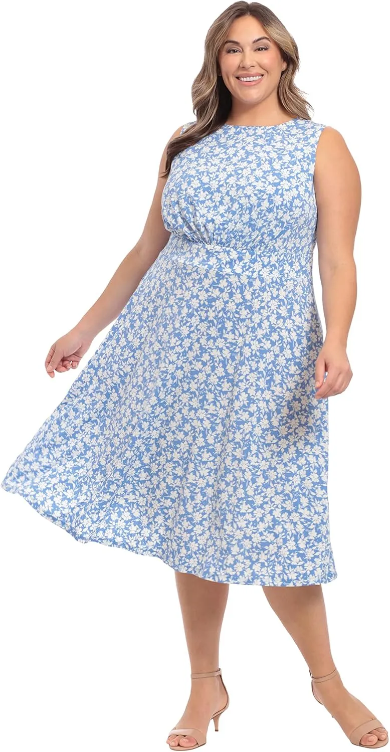 London Times Women's Dresses Inset Waist Midi Dress Career Office Occasion Guest of