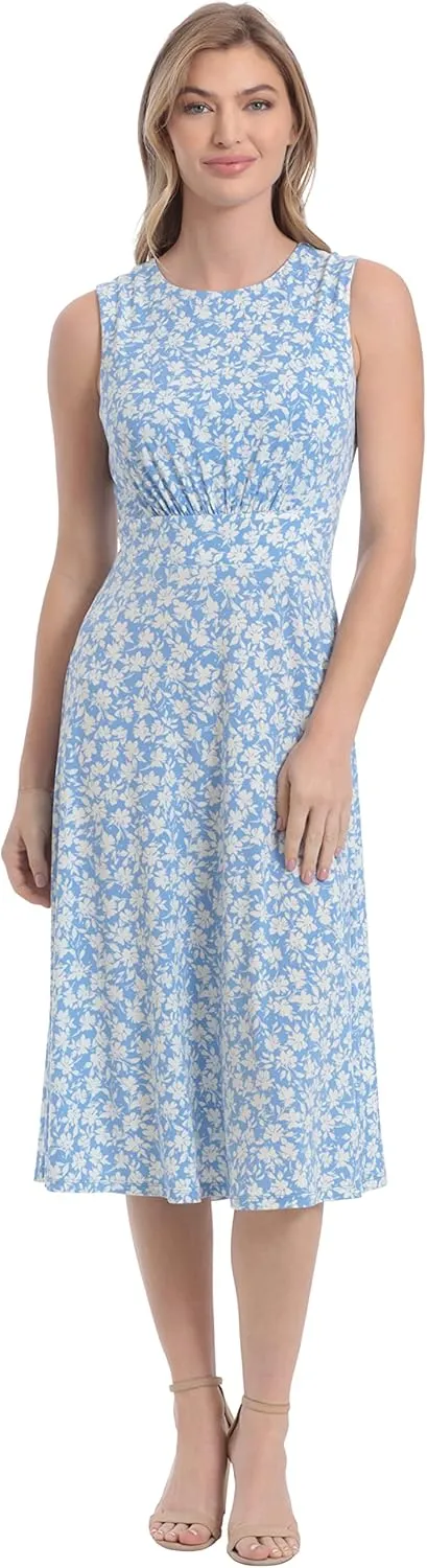 London Times Women's Dresses Inset Waist Midi Dress Career Office Occasion Guest of