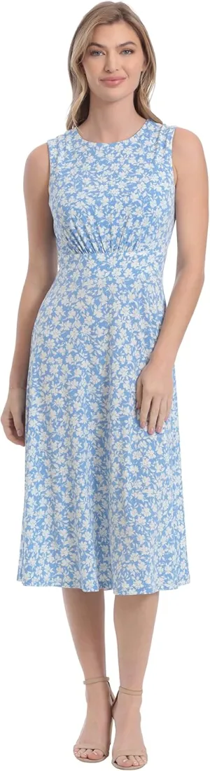 London Times Women's Dresses Inset Waist Midi Dress Career Office Occasion Guest of