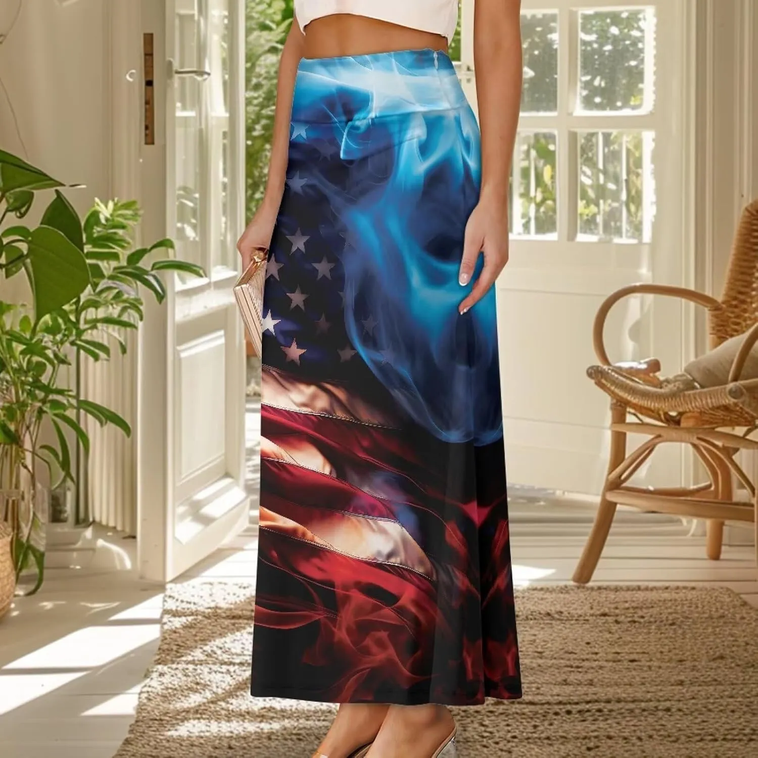 Long Skirts for Women Fall Flared Midi Skirt Flowy Maxi Skirt High Waist Ankle Length Pencil Skirt A-Line Skirts