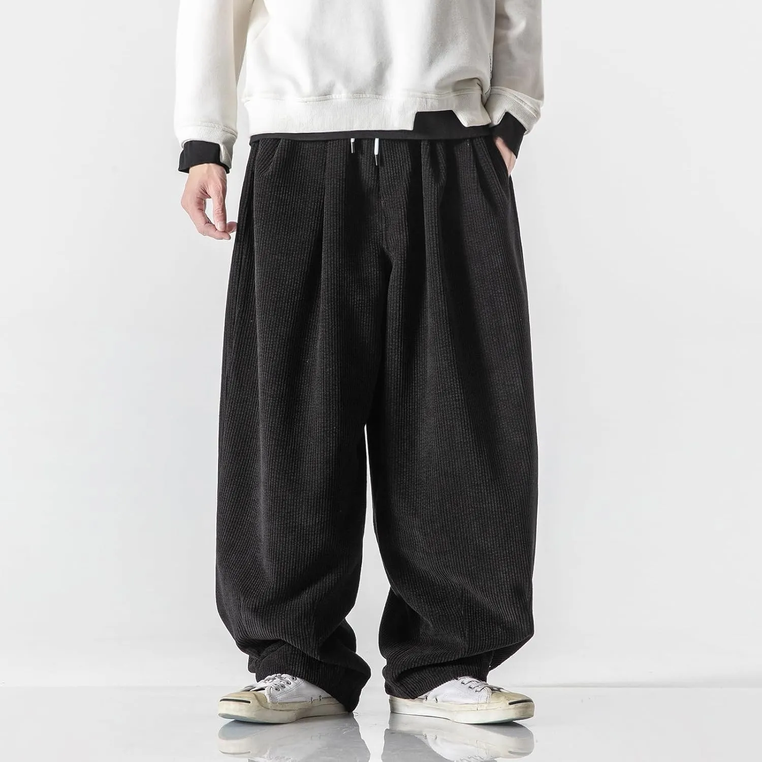 Loose Lantern Long Pants for Men,Corduroy Plus Size,Loose Wide-Leg Casual Harem Pants for Spring